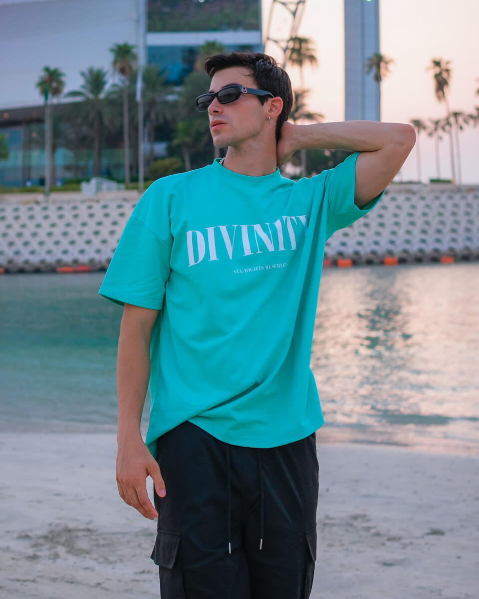 Divinity Oversized T-Shirt | NRVN | Turquoise