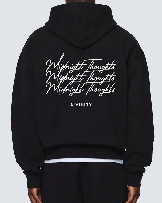 Midnight Thoughts Script Hoodie Black