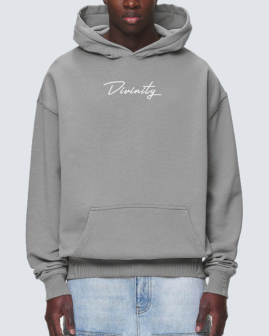 Midnight Thoughts Script Hoodie Rock Grey