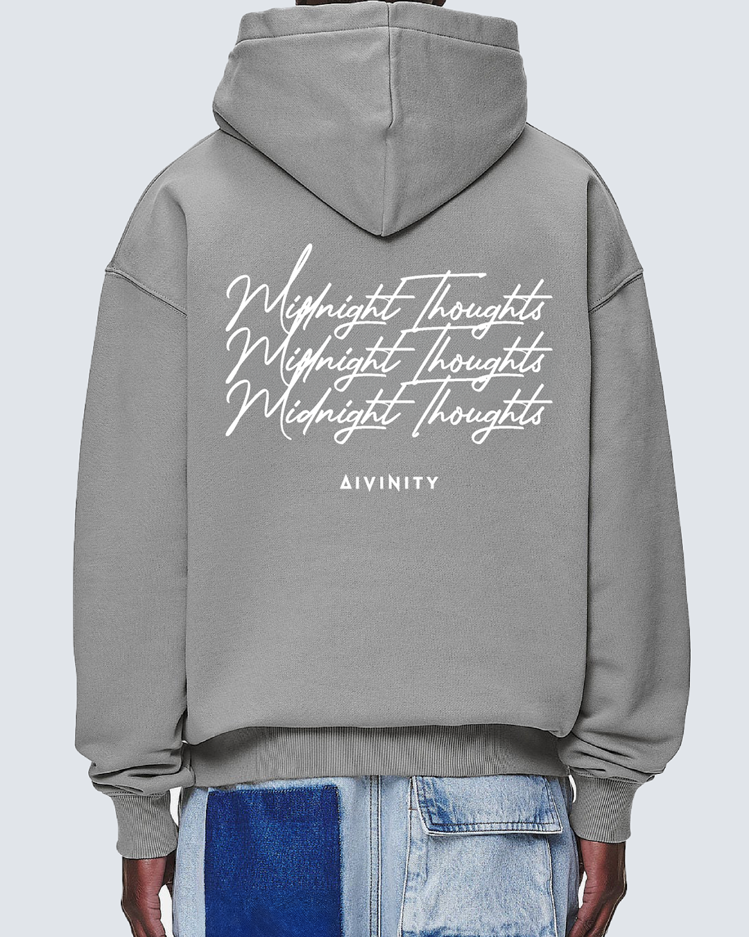 Midnight Thoughts Script Hoodie Rock Grey